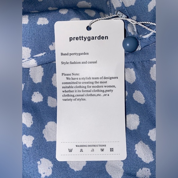 Pretty Garden Blue with White Polka Dot Long Dress Size Large - Picture 5 of 7